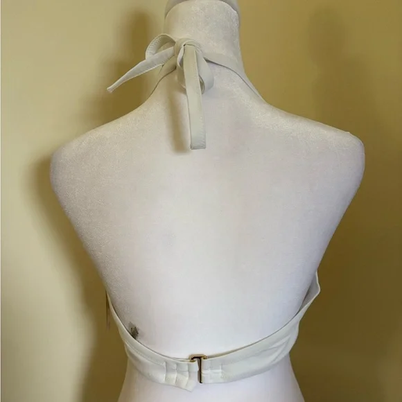 New Victoria’s Secret White Capri Ruffle Halter Bikini Swim Top Size 36DD - Picture 7 of 14